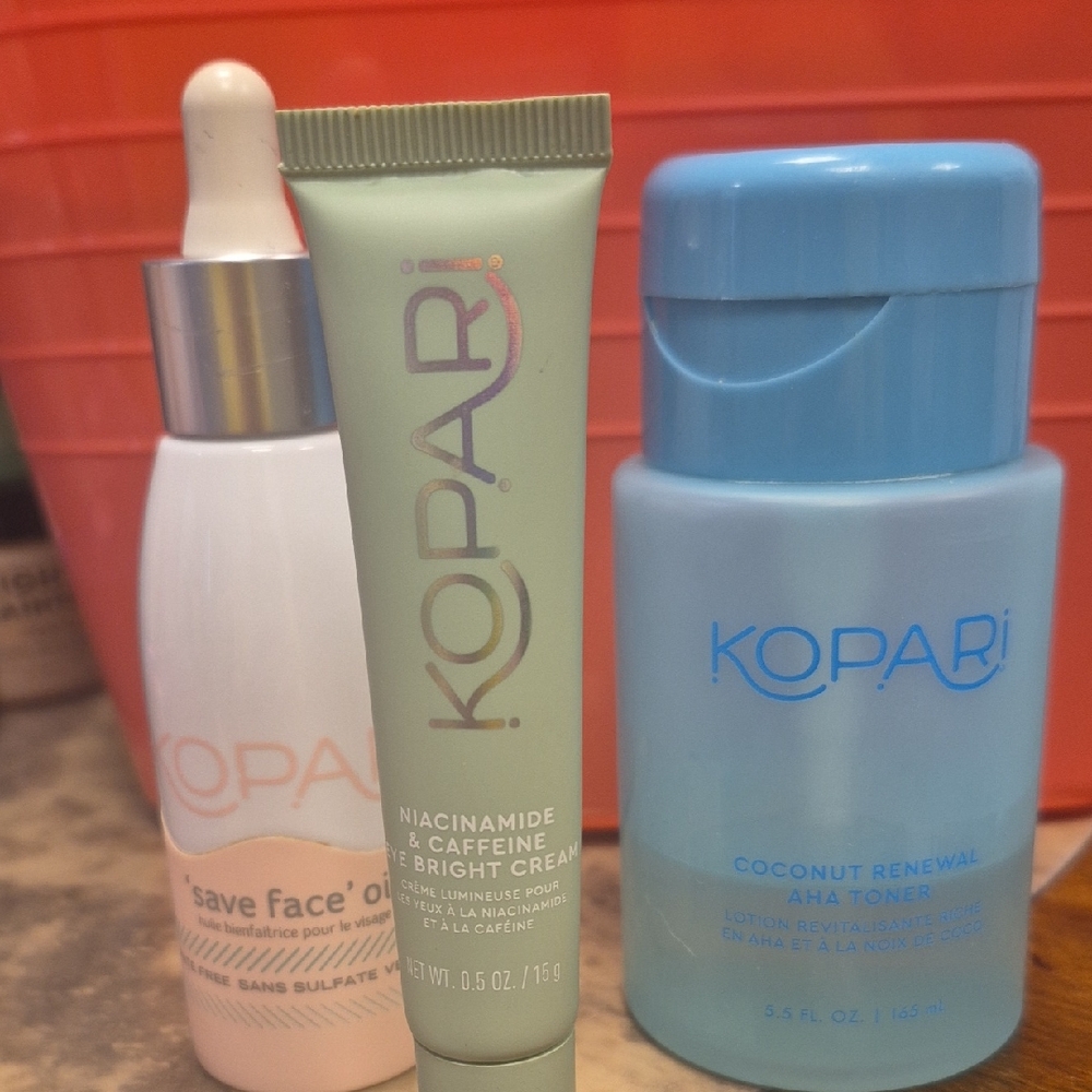 Kopari Skincare Trio with Blue and Green Accents